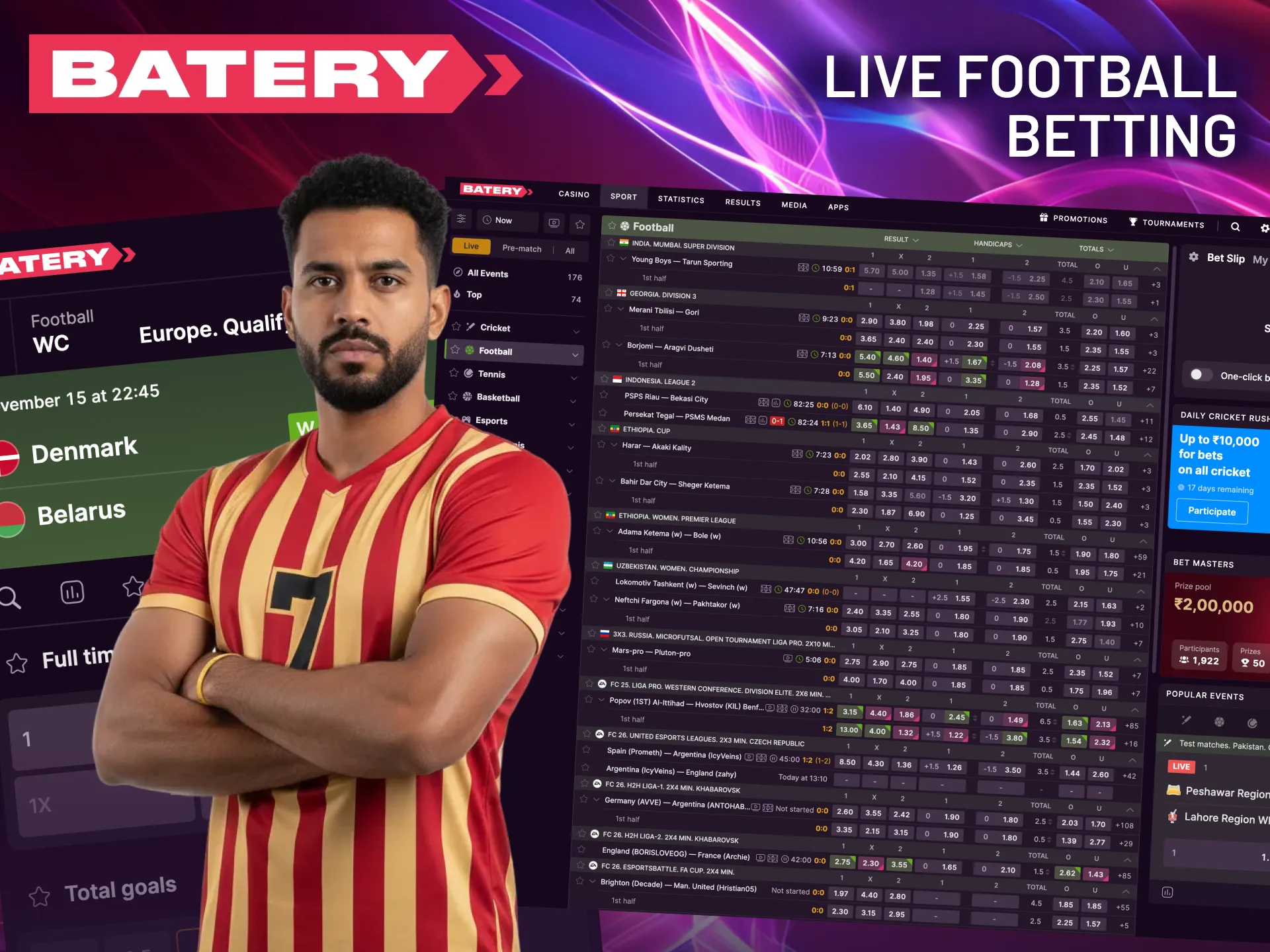 React to events with Batery in‑play betting.
