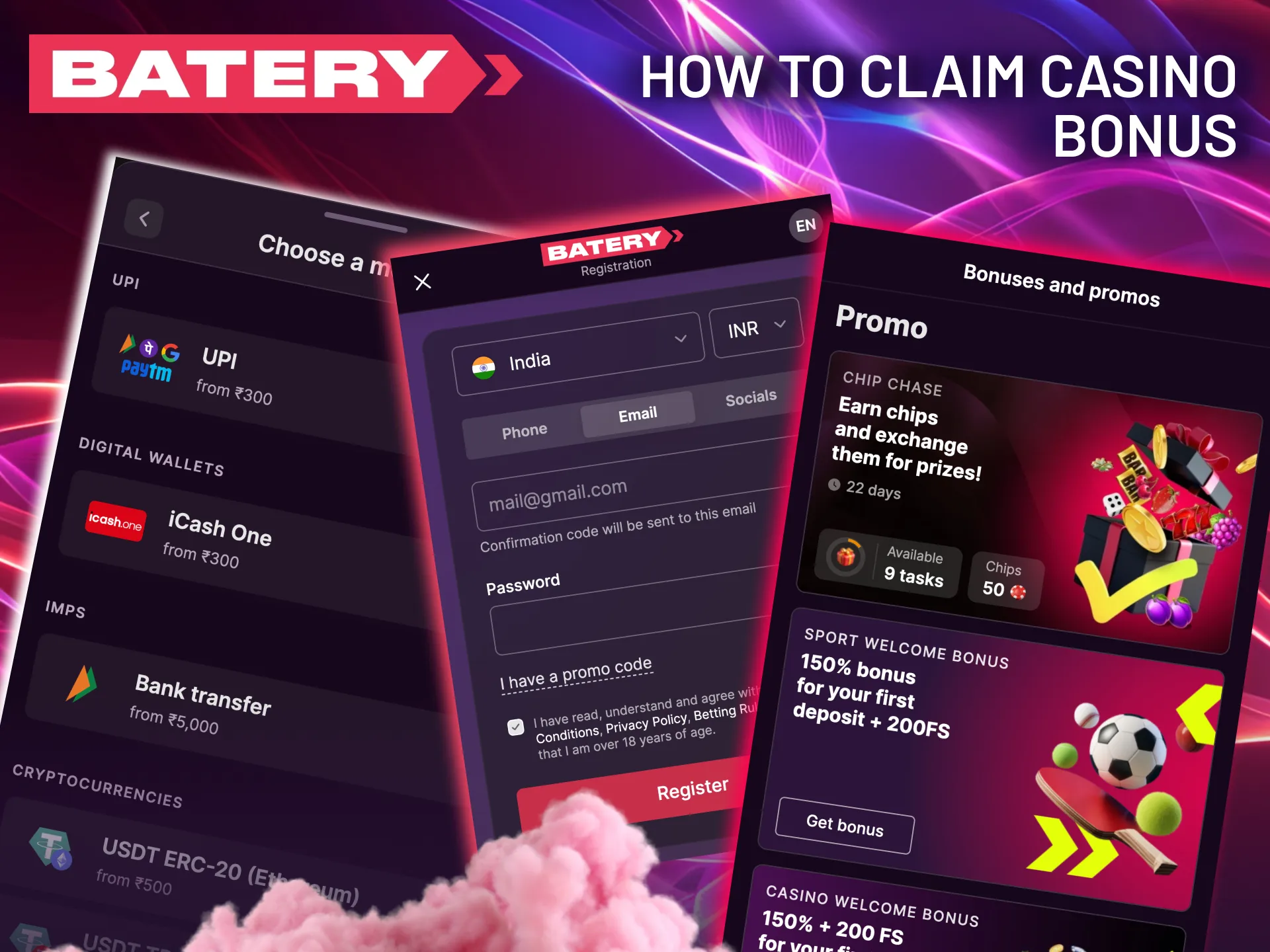 Step by step Batery casino bonus guide.