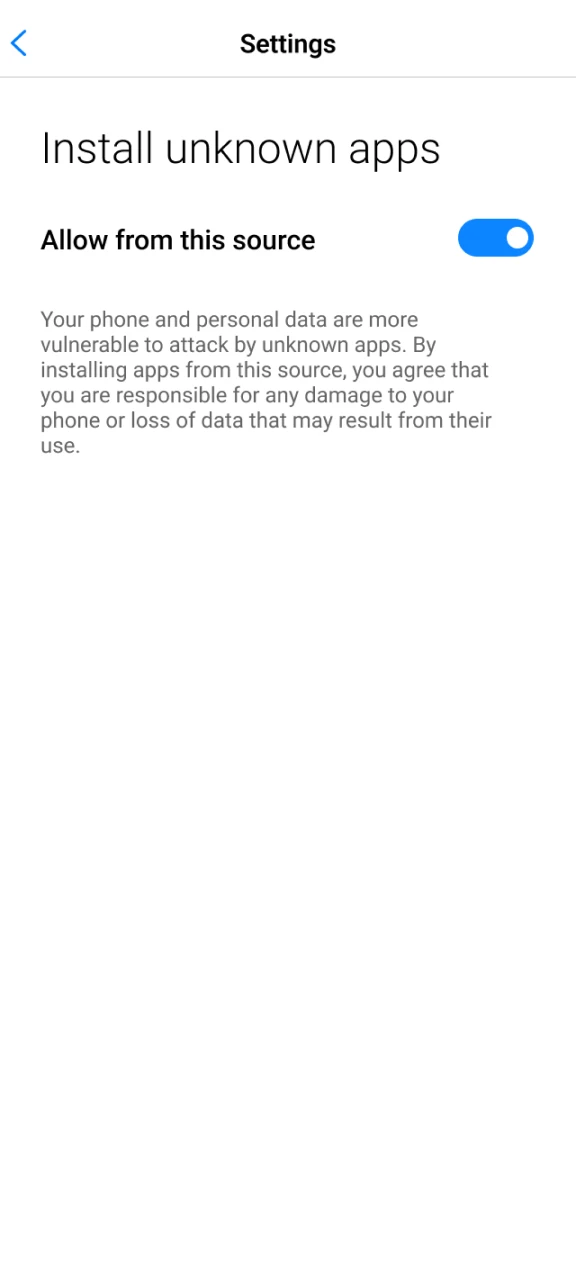Allow installation from unknown sources to get the Batery app.