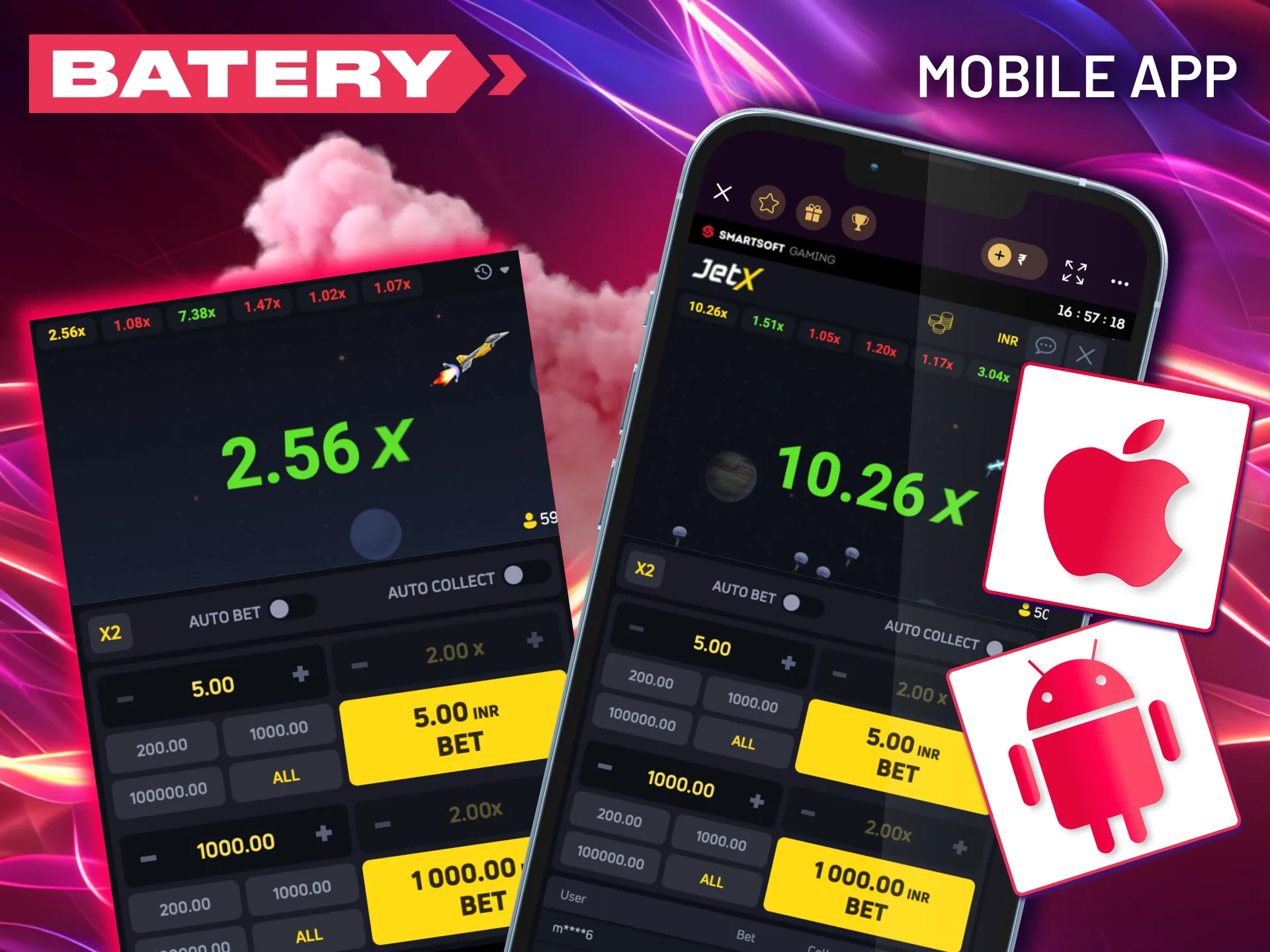 Play JetX seamlessly on Batery app, mirroring desktop features across devices.
